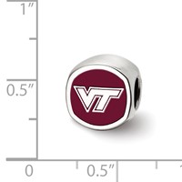 Sterling Silver Rhodium-plated LogoArt Virginia Tech V-t Enameled Double Logo Bead view 4