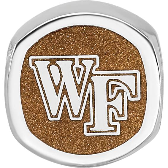 Sterling Silver Rhodium-plated LogoArt Wake Forest University Double Logo Enameled Bead