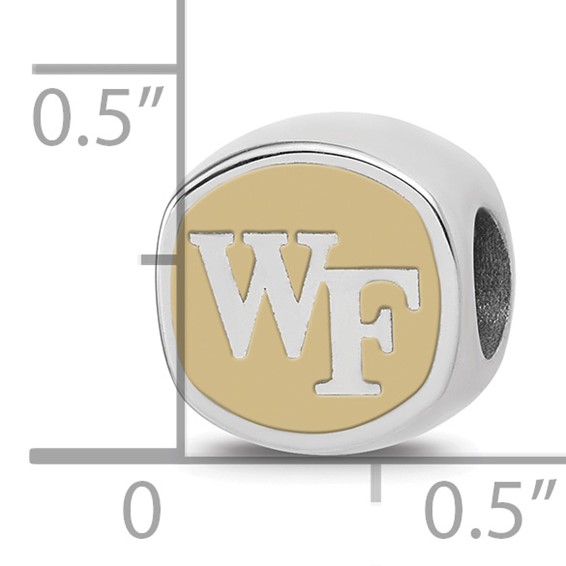 Sterling Silver Rhodium-plated LogoArt Wake Forest University Double Logo Enameled Bead
