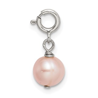 Sterling Silver 6mm Pink Freshwater Cultured Pearl Springring Charm