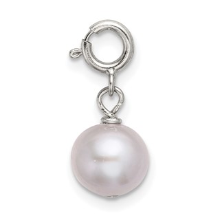 Sterling Silver 8mm Grey Freshwater Cultured Pearl Springring Charm