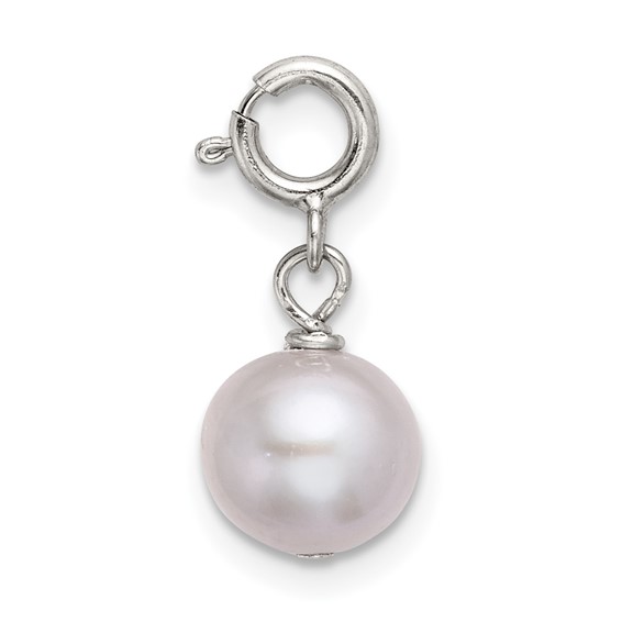 Sterling Silver 8mm Grey Freshwater Cultured Pearl Springring Charm