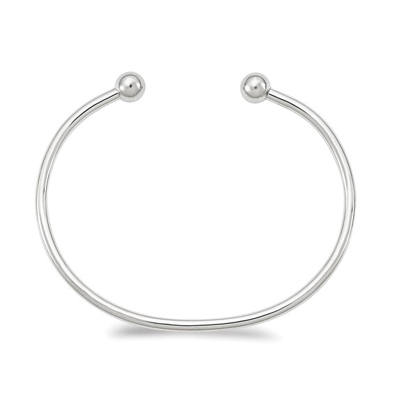 Sterling Silver 2.5mm w/6.0mm Threaded Ball Cuff Bangle