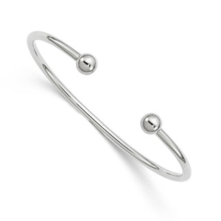 Sterling Silver 2.5mm w/6.0mm Threaded Ball Cuff Bangle