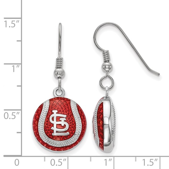 SS/Rh-p Major League Baseball LogoArt St. Louis Cardinals Enamel Earrings
