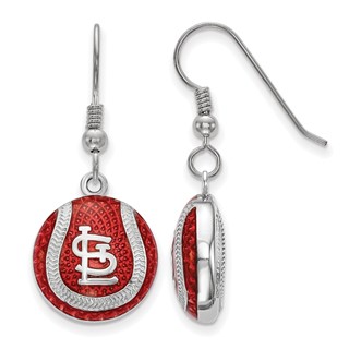 SS/Rh-p Major League Baseball LogoArt St. Louis Cardinals Enamel Earrings