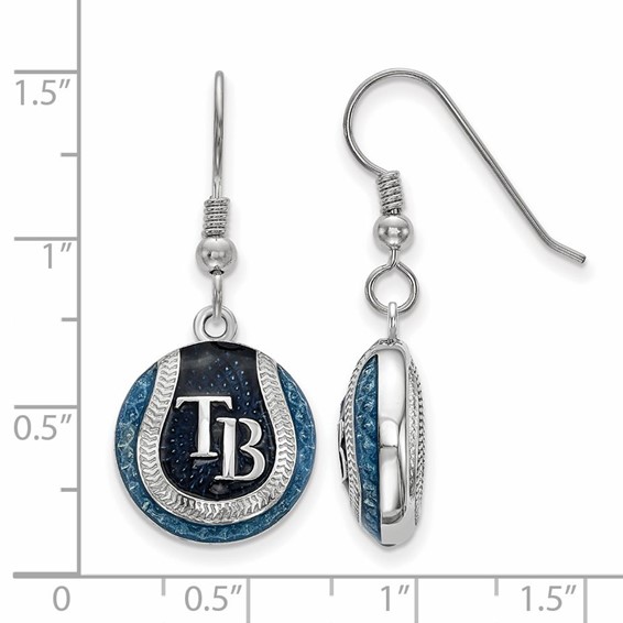 SS/Rh-p Major League Baseball LogoArt Tampa Bay Rays Enamel Earrings