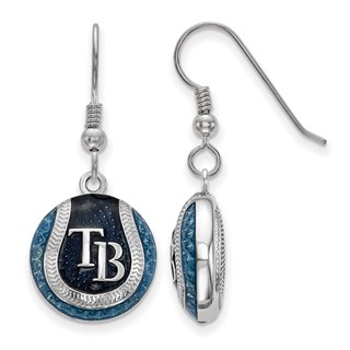 SS/Rh-p Major League Baseball LogoArt Tampa Bay Rays Enamel Earrings