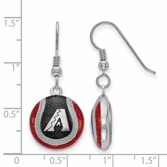Sterling Silver Rhodium Plated Major League Baseball LogoArt Arizona Diamondbacks Earrings