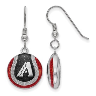 Sterling Silver Rhodium Plated Major League Baseball LogoArt Arizona Diamondbacks Earrings