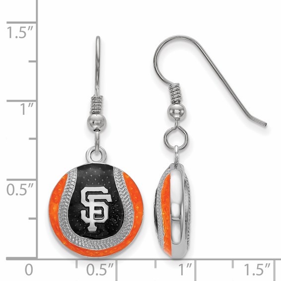 Sterling Silver Rhodium Plated Major League Baseball LogoArt San Francisco Giants Enamel Earrings