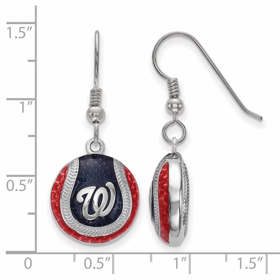 SS/Rh-p Major League Baseball LogoArt Washington Nationals Enamel Earrings