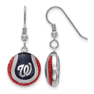 SS/Rh-p Major League Baseball LogoArt Washington Nationals Enamel Earrings