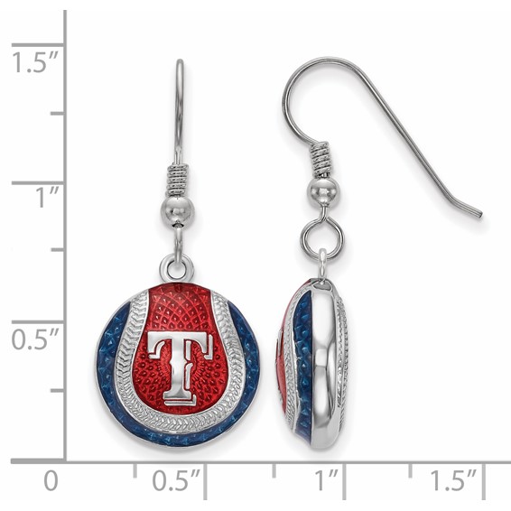 SS/Rh-p Major League Baseball LogoArt Texas Rangers Enamel Earrings