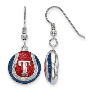 SS/Rh-p Major League Baseball LogoArt Texas Rangers Enamel Earrings