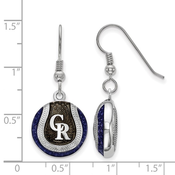 Sterling Silver Rhodium Plated Major League Baseball LogoArt Colorado Rockies Enamel Earrings