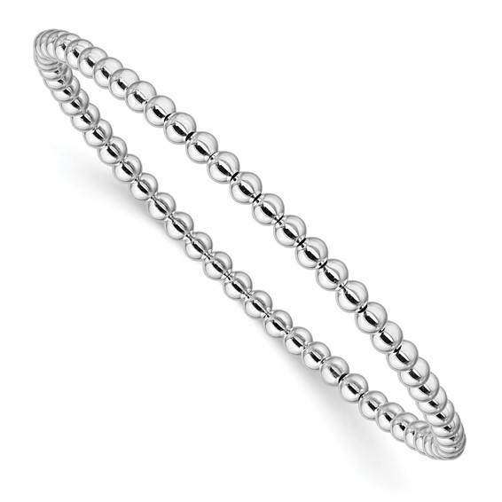 Sterling Silver 6.5in 3.00mm Beaded Stretch Bracelet