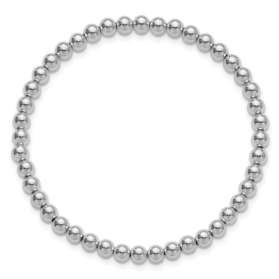 Sterling Silver 6.5in 4.00mm Beaded Stretch Bracelet