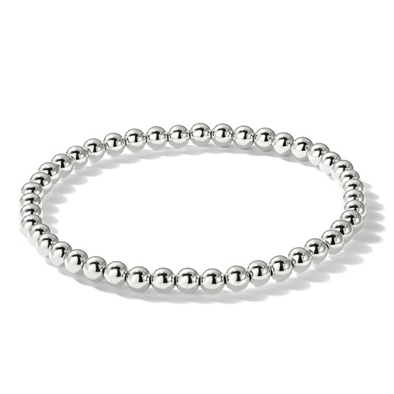 Sterling Silver 6.5in 4.00mm Beaded Stretch Bracelet