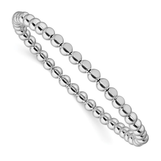 Sterling Silver 6.5in 4.00mm Beaded Stretch Bracelet