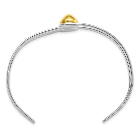 Sterling Silver & Brass Polished Bead Cuff Bracelet