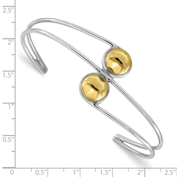 Sterling Silver & Brass Polished Bead Cuff Bracelet