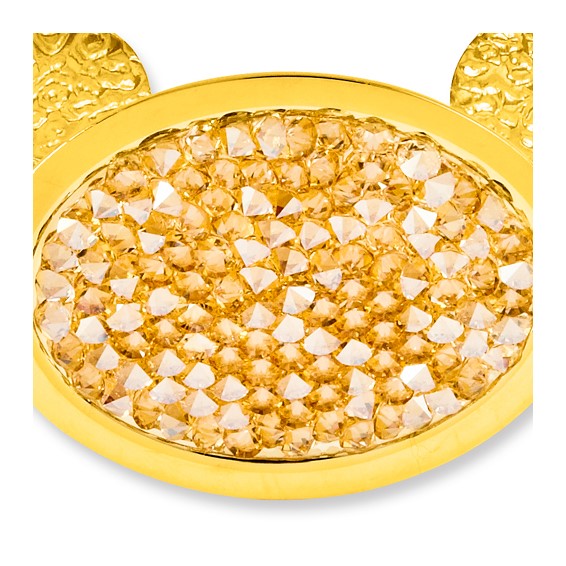 Sterling Silver Gold-tone Textured Champagne Crystal Oval Bangle