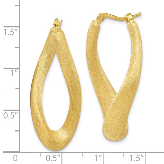 Affordable Expressions Sterling Silver Gold-tone Brushed & Twisted Oval Hoop Earrings