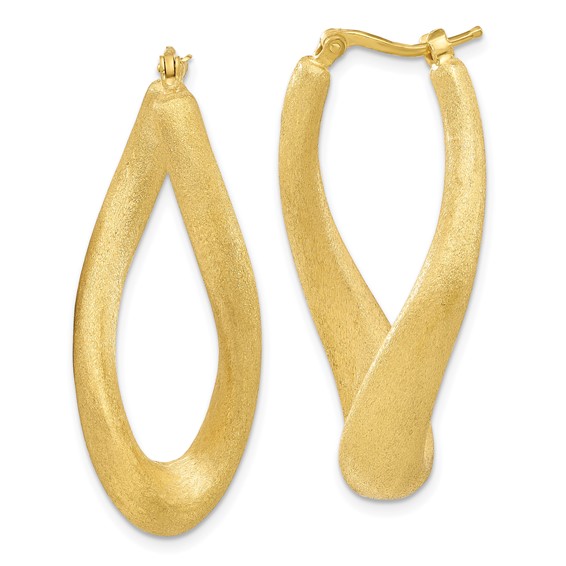 Affordable Expressions Sterling Silver Gold-tone Brushed & Twisted Oval Hoop Earrings
