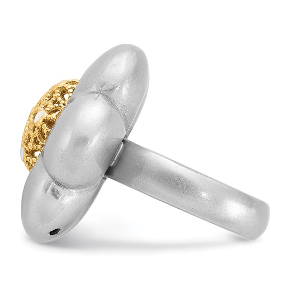 Sterling Silver Gold-tone Diamond-cut Flower Ring