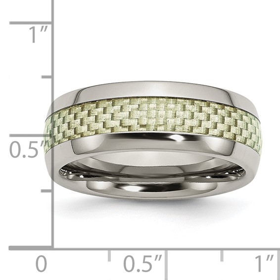 Stainless Steel Polished w/ Yellow Carbon Fiber Inlay 8mm Band
