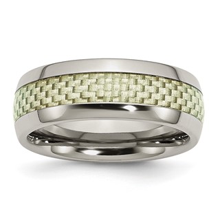 Stainless Steel Polished w/ Yellow Carbon Fiber Inlay 8mm Band