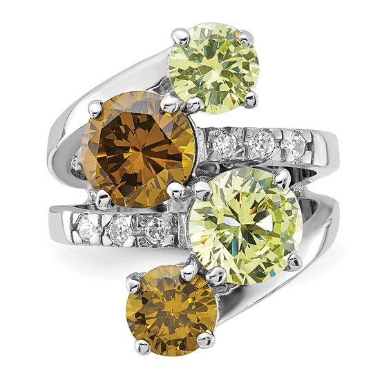 Sterling Silver Polished Multicolor CZ Ring