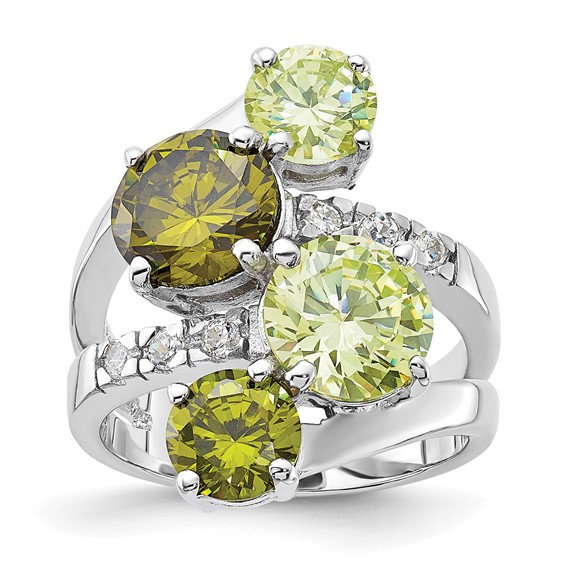 Sterling Silver Polished Multicolor CZ Ring