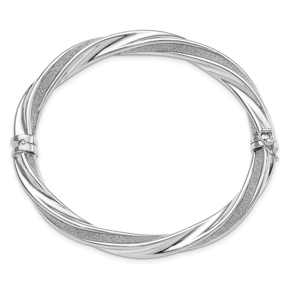 Sterling Silver Fancy Glitter Infused Twist Bangle