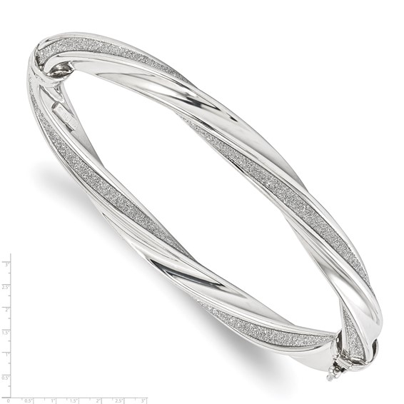 Sterling Silver Fancy Glitter Infused Twist Bangle