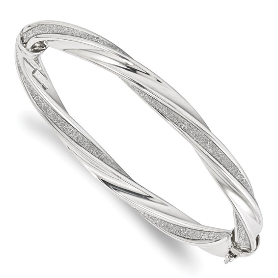 Sterling Silver Fancy Glitter Infused Twist Bangle