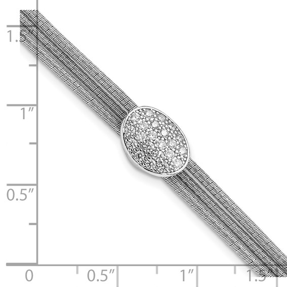 Sterling Silver CZ with 1 in ext. Cord Bracelet