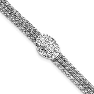 Sterling Silver CZ with 1 in ext. Cord Bracelet
