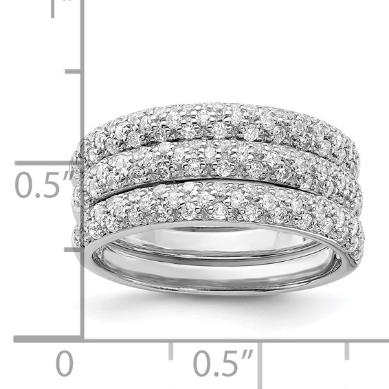 Sterling Silver Rhodium-plated w/CZ Ring Set