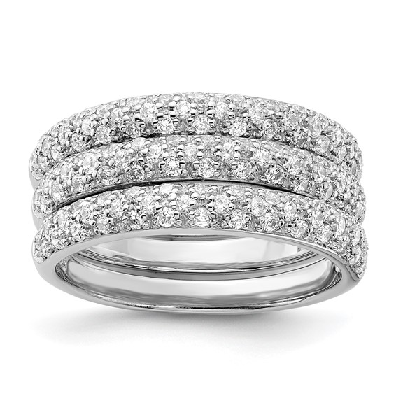 Sterling Silver Rhodium-plated w/CZ Ring Set