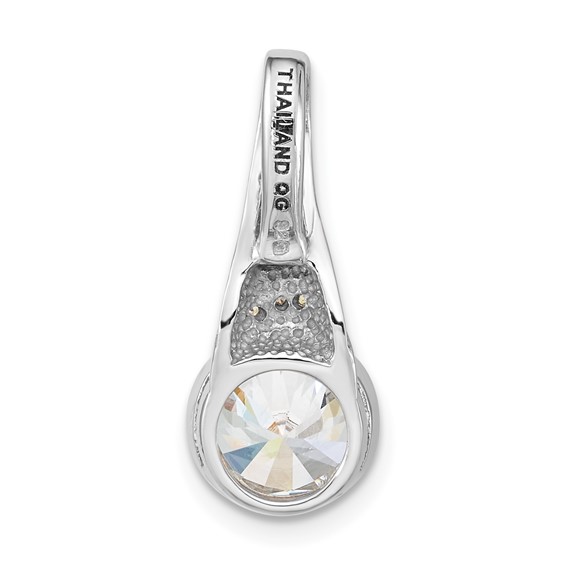 Sterling Silver Rhodium-plated w/CZ and Peridot Pendant