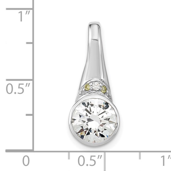 Sterling Silver Rhodium-plated w/CZ and Peridot Pendant