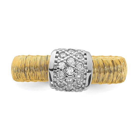 Sterling Silver Gold-tone CZ Ring