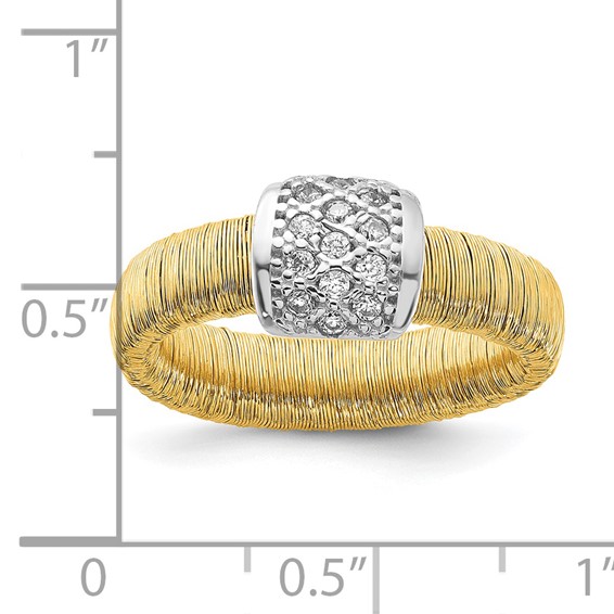 Sterling Silver Gold-tone CZ Ring