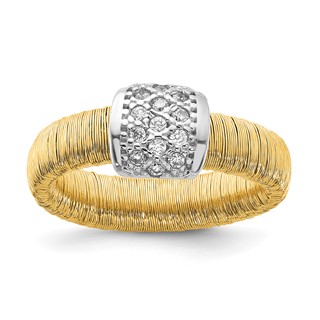 Sterling Silver Gold-tone CZ Ring