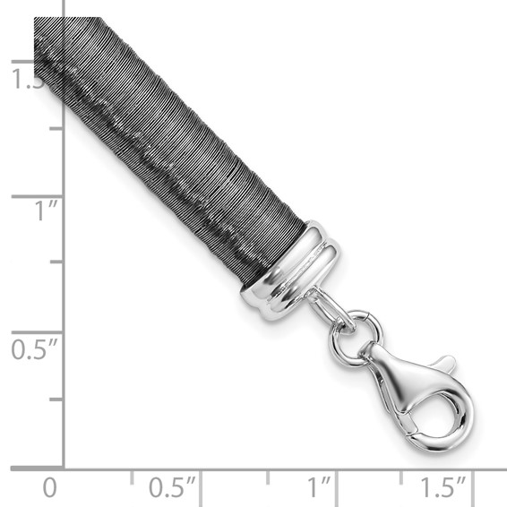 Sterling Silver Black-plated Wire Wrapped w/ 1in ext Bracelet