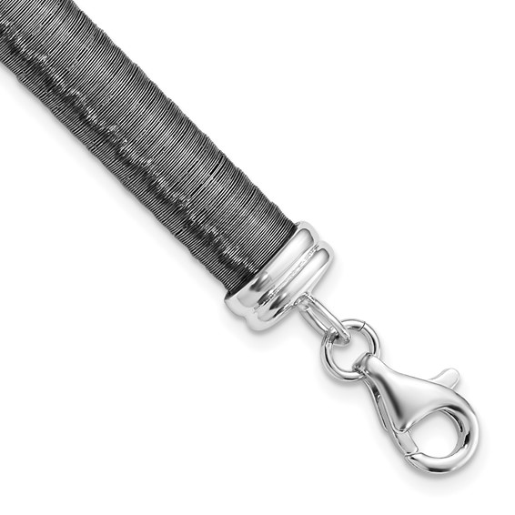 Sterling Silver Black-plated Wire Wrapped w/ 1in ext Bracelet