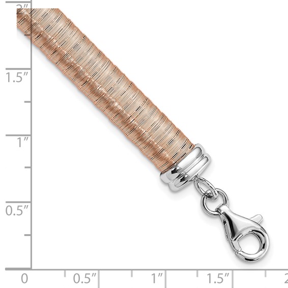 Sterling Silver Rose-tone Wire Wrapped w/ 1in ext Bracelet