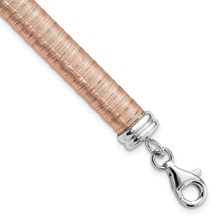 Sterling Silver Rose-tone Wire Wrapped w/ 1in ext Bracelet